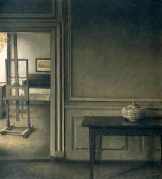 威爾漢姆 哈莫脩依 Interior with Easel and Punch Bowl